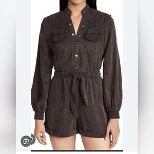 Alice+Olivia Long Sleeve Button Front Utility Romper Sz 6